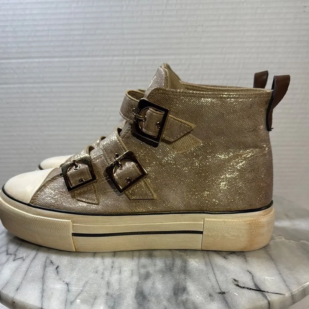 Blowfish Gold High-Top Sneakers with Straps